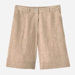 Poetry Textured Crinkle Shorts Linen Cotton Beige Size 10 Med Lagenlook Comfort